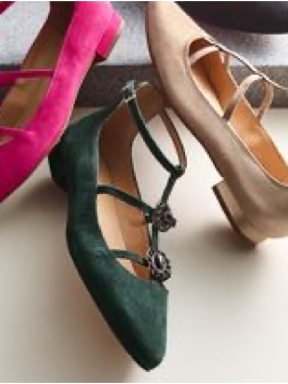 Talbots Edison Jeweled Suede Flats in Green / size 9.5